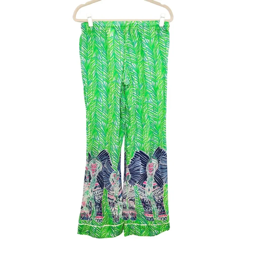 Lilly Pulitzer Womens Small Lolani Pants Elephant Tropical 100% Cotton Resort - Picture 3 of 10